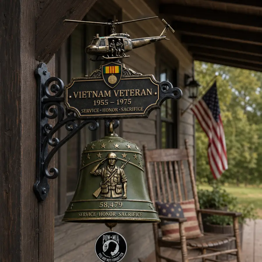 Vietnam Veteran Tribute Wall Bell 1955 to 1975 Commemorative Military Home Decor